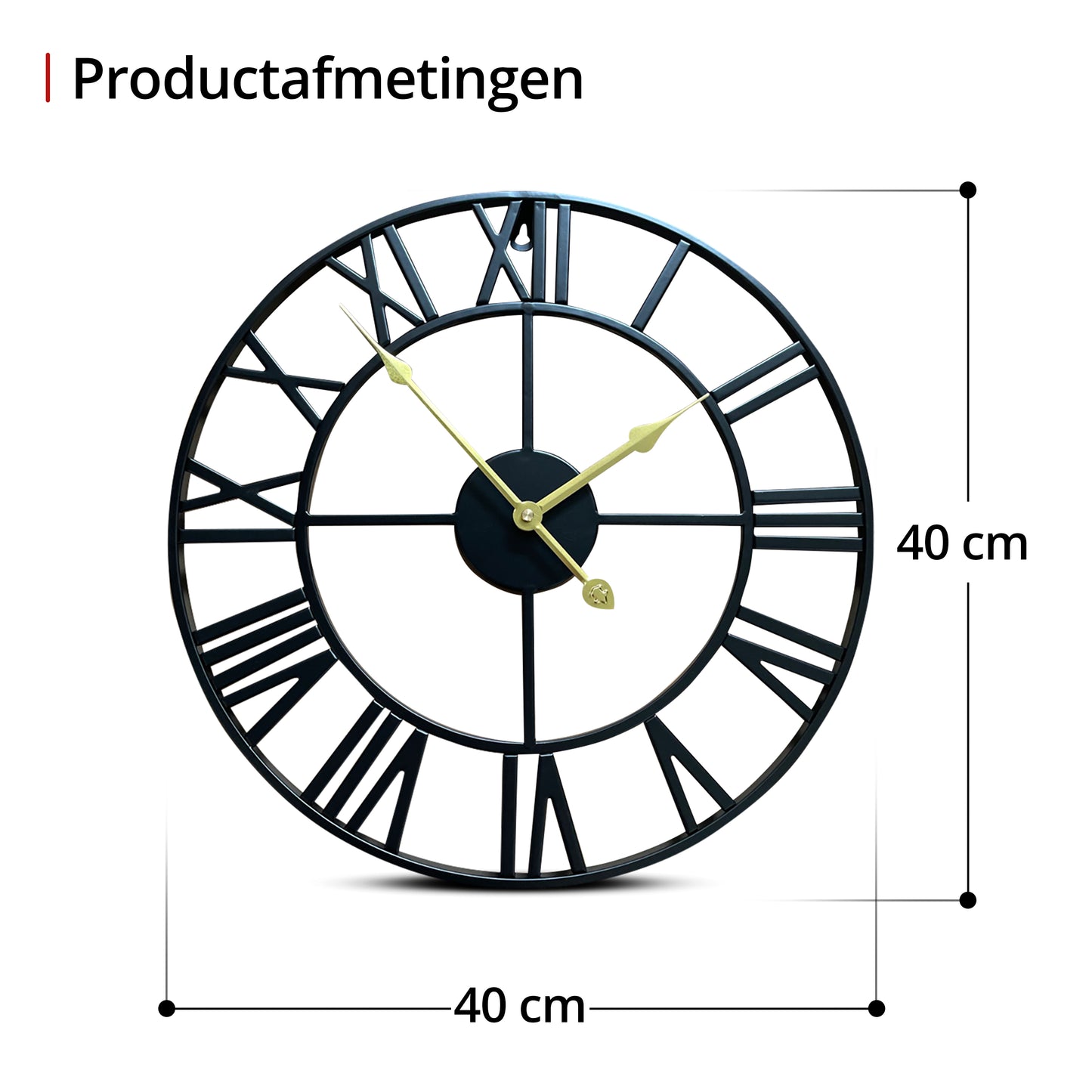 IvoQ Wandklok Zwart Romeins Gouden Wijzers 40 cm-IvoQ