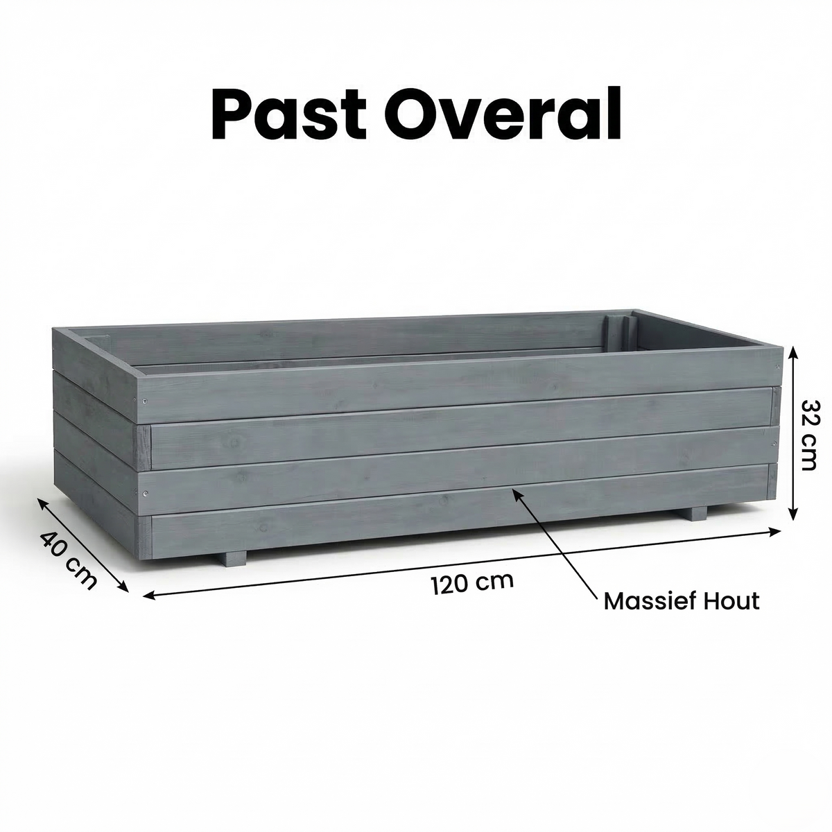 IvoQ Houten Plantenbak Grijs - FSC Hout - 120x40x32 cm