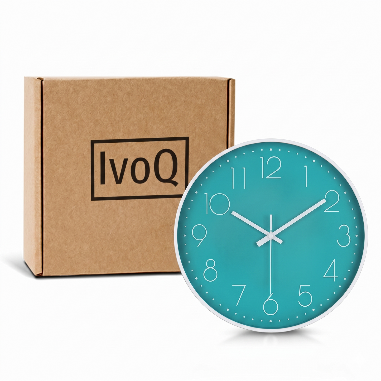IvoQ Moderne 3D Wandklok - Stil Uurwerk - Analoge Muurklok - Ø 30 cm - Groen / Wit