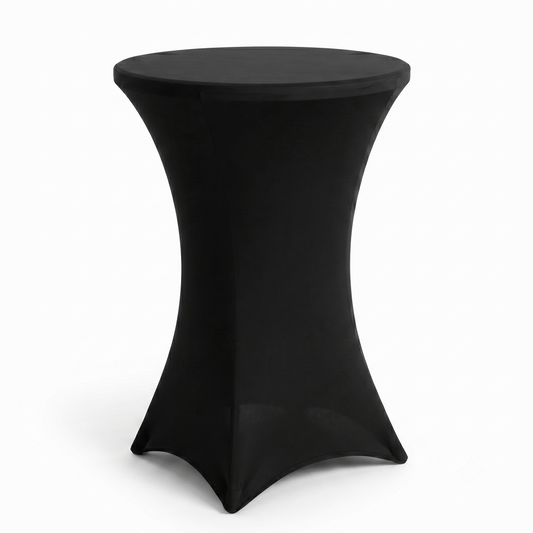 IvoQ Luxe Statafelrok Zwart - Statafelhoes Stretch - Ø 80x110 cm - Extra Dik (180gsm) - Kreukvrij & Wasbaar
