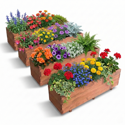 IvoQ Pflanzkübel-Set aus Holz, 4er-Set – 120 x 40 x 32 cm – FSC-zertifiziertes Holz