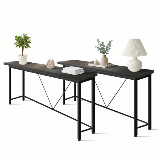 IvoQ Beistelltische - 2er Set - Schwarz - 120x23 cm