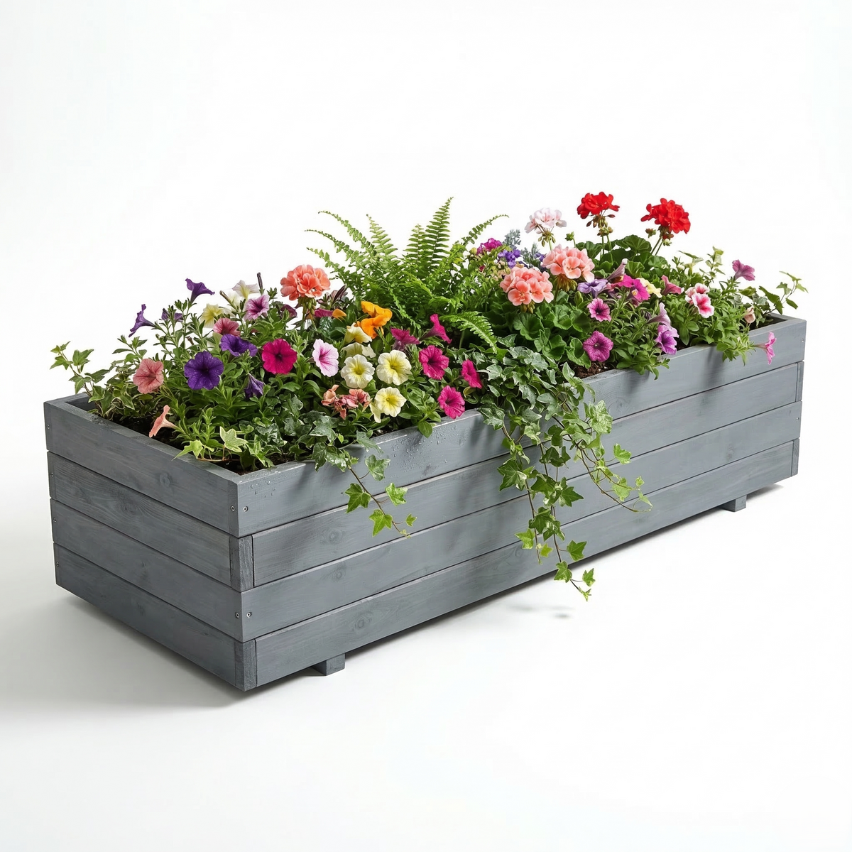 IvoQ Houten Plantenbak Grijs - FSC Hout - 120x40x32 cm