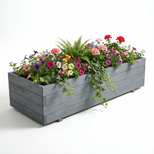 IvoQ Houten Plantenbak Grijs - FSC Hout - 120x40x32 cm