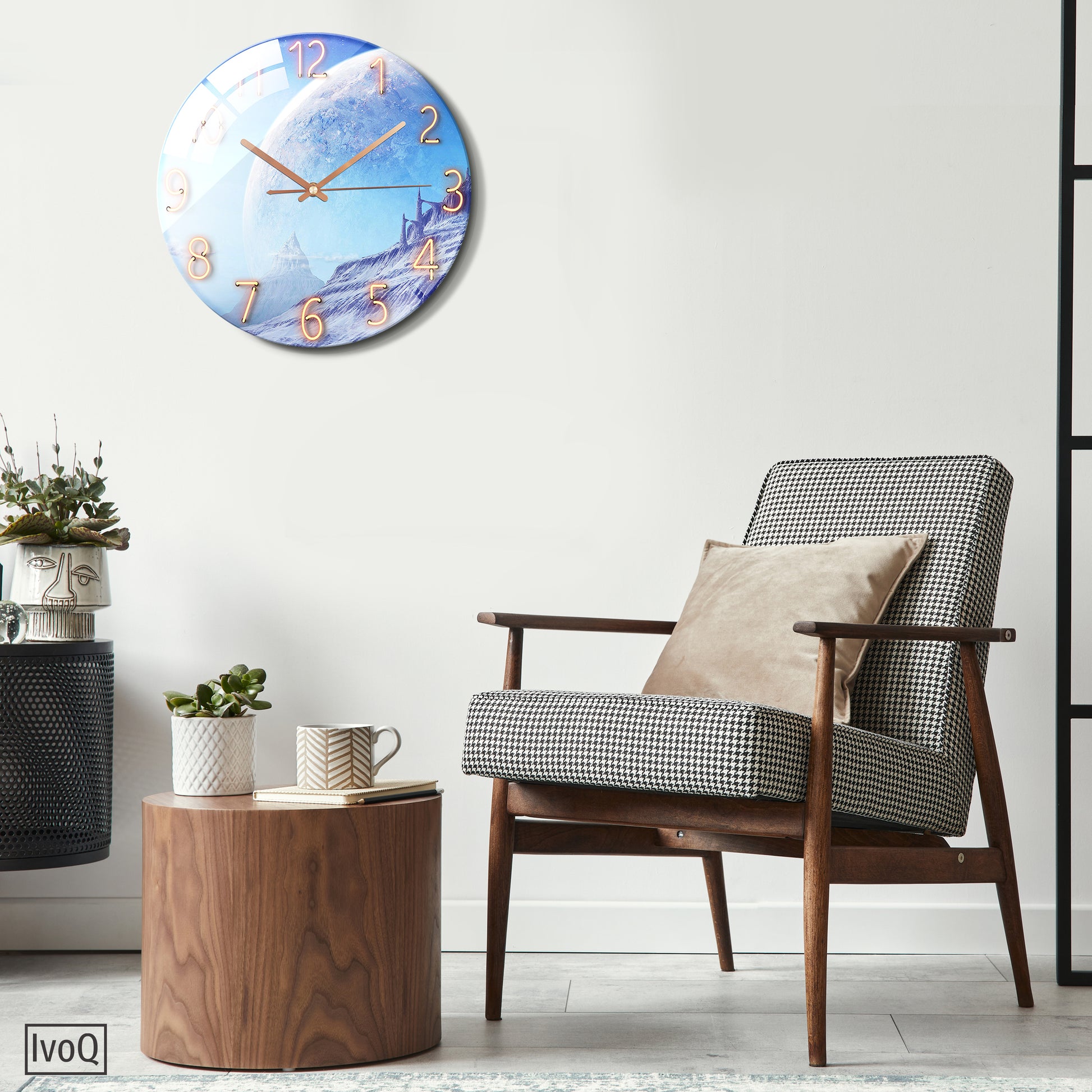 IvoQ Wandklok Uniek Blauw Maan Design Ø 30 cm-IvoQ