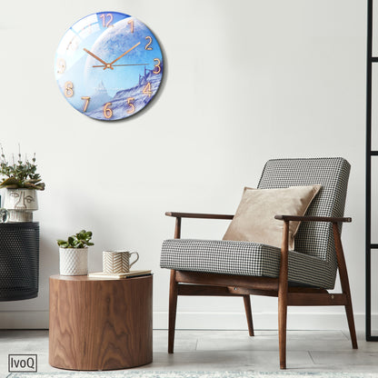 IvoQ Wandklok Uniek Blauw Maan Design Ø 30 cm-IvoQ
