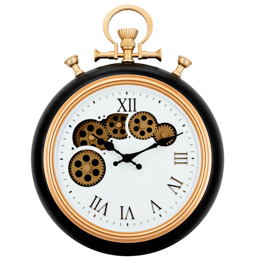 IvoQ Industrielle Wanduhr mit beweglichen Zahnrädern Ø 30 cm
