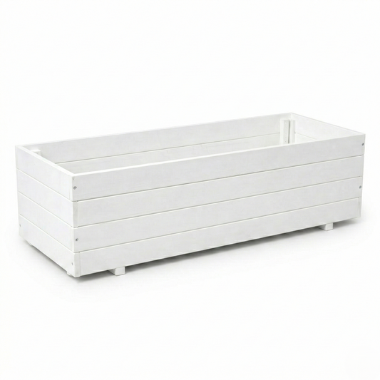 IvoQ Pflanzkübel aus Holz für den Außenbereich – FSC-zertifiziertes Holz – 120 x 40 x 32 cm – Weiß