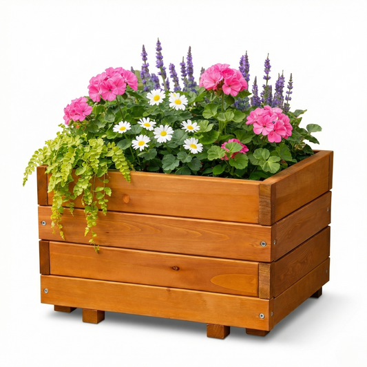 IvoQ Quadratischer Pflanzkasten aus Holz – FSC-zertifiziert – 40x40x32 cm