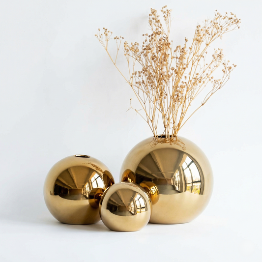 IvoQ Vasen-Set Gold Keramik Luxus 3-teilig