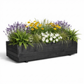 IvoQ Luxus-Pflanzkasten aus Holz für den Außenbereich – Schwarzes FSC-zertifiziertes Holz – Wetterfester Blumenkasten – 120 x 40 x 32 cm