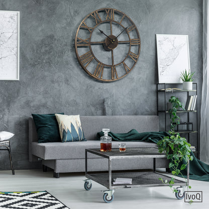 IvoQ Wandklok Goud Metaal Romeins 40 cm-IvoQ