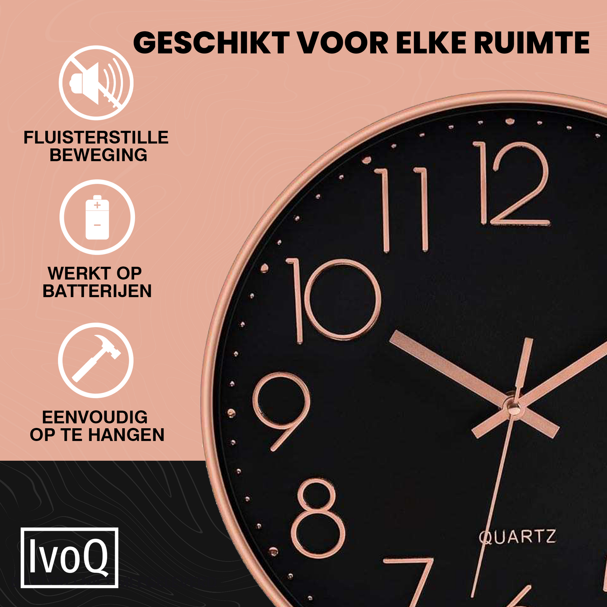IvoQ Wandklok Zwart Koper Ø30 cm-IvoQ
