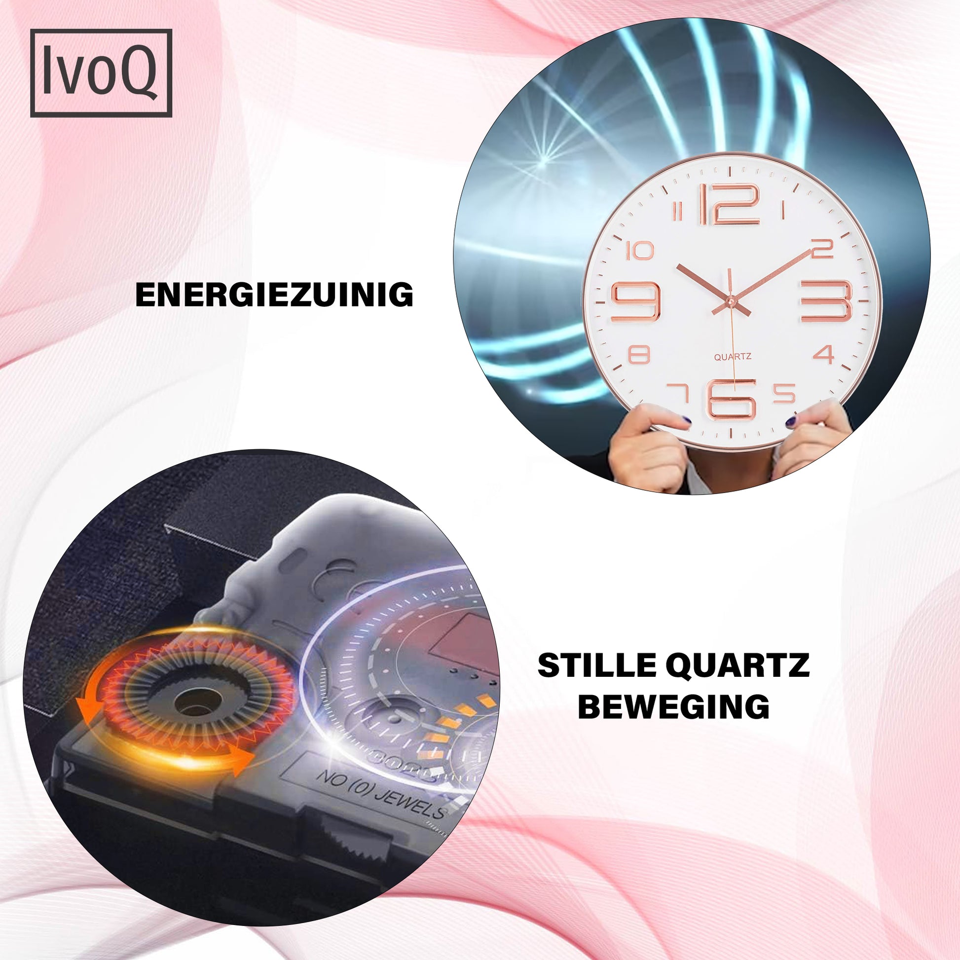IvoQ Stijlvolle Wandklok Wit/Koper Ø30 cm-IvoQ