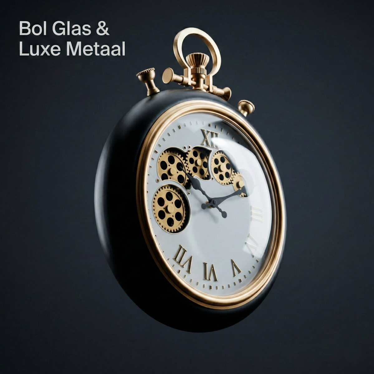 IvoQ Industrielle Wanduhr mit beweglichen Zahnrädern Ø 30 cm