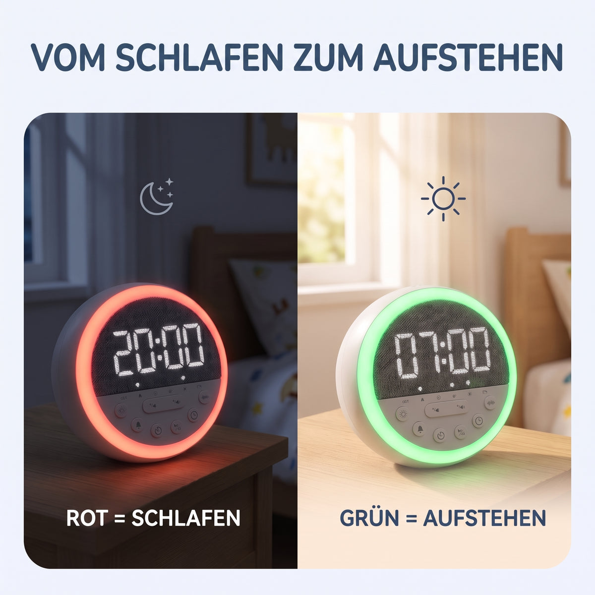 IvoQ Schlaftrainer Kinder - Kinderwecker - Nachtlicht - White Noise