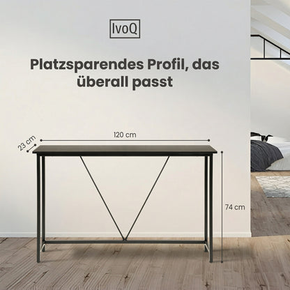 IvoQ Sidetables - 2er-Set - Schwarz - Schmale industrielle Konsolentische - 120x23 cm - Flurtische