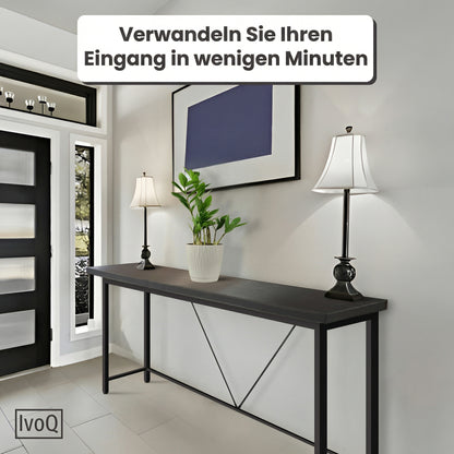 IvoQ Sidetables - 2er-Set - Schwarz - Schmale industrielle Konsolentische - 120x23 cm - Flurtische