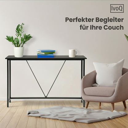 IvoQ Sidetables - 2er-Set - Schwarz - Schmale industrielle Konsolentische - 120x23 cm - Flurtische