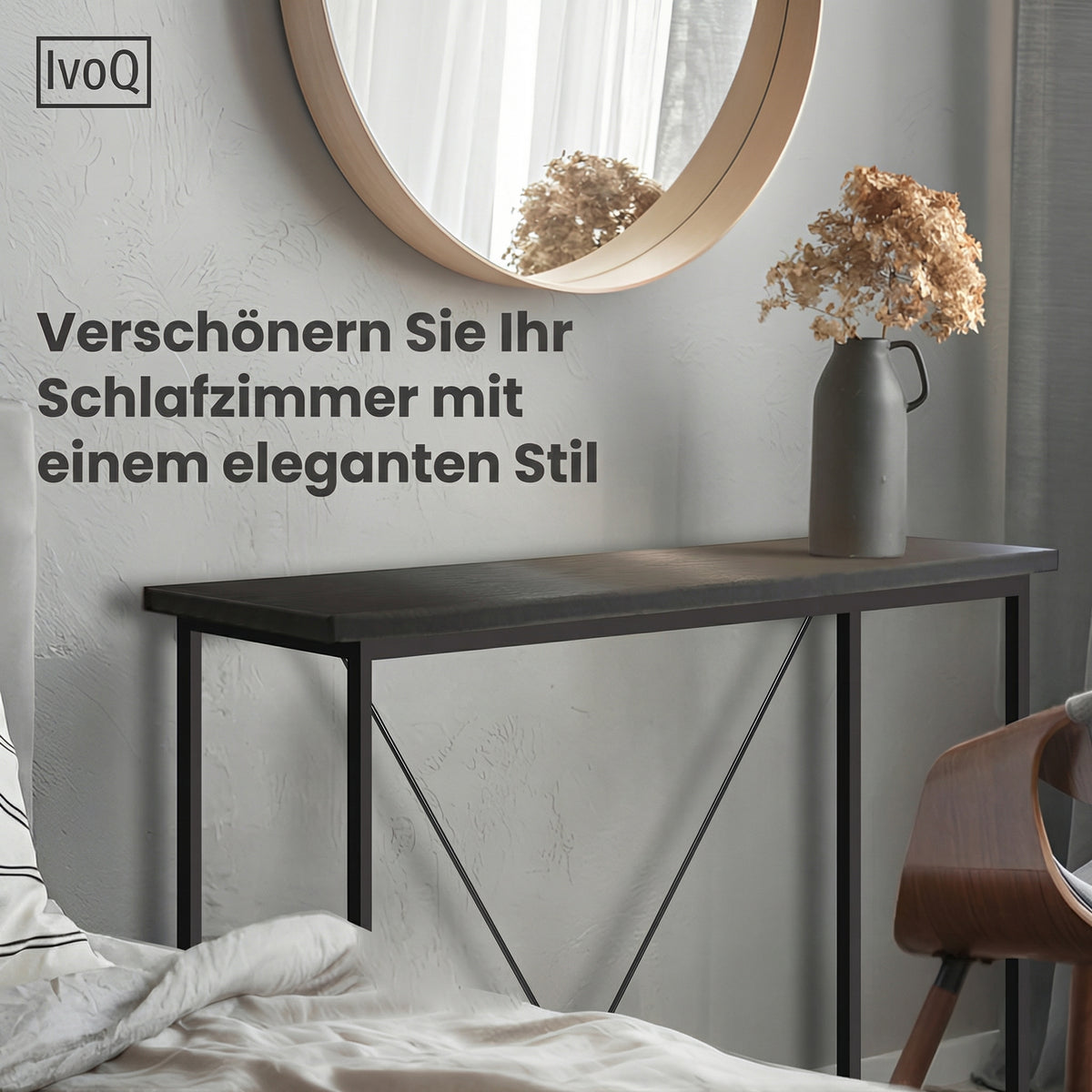 IvoQ Sidetables - 2er-Set - Schwarz - Schmale industrielle Konsolentische - 120x23 cm - Flurtische