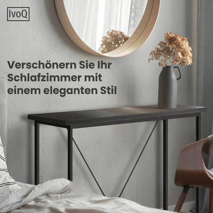 IvoQ Sidetables - 2er-Set - Schwarz - Schmale industrielle Konsolentische - 120x23 cm - Flurtische