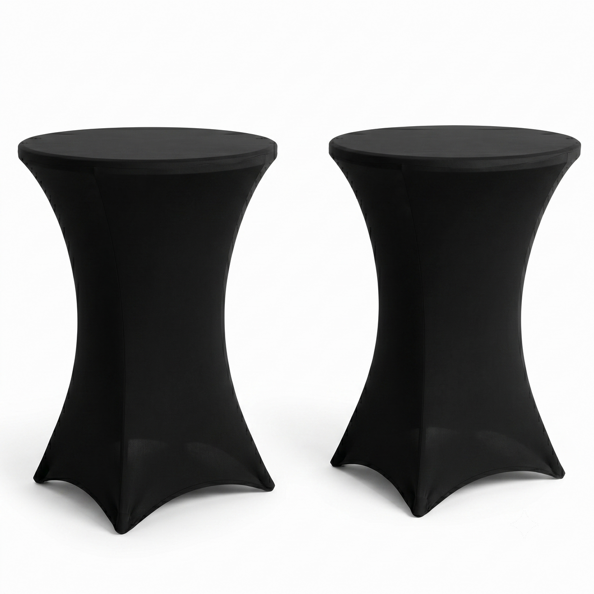 IvoQ Stehtischhusse Schwarz - Set mit 2 - Ø 80x110 cm - Extra dicke Stehtischhülle - Luxuriöse Stretch-Tischhusse - Knitterfrei