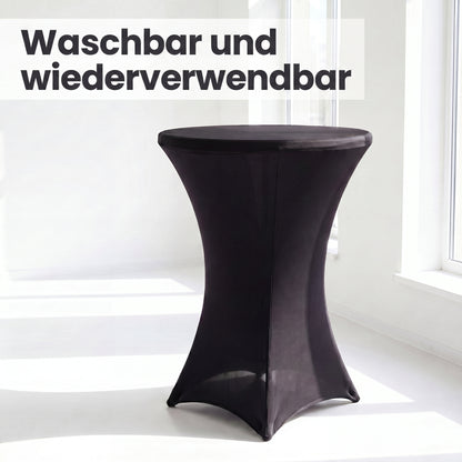 IvoQ Luxus-Stehtischhusse Schwarz - Stretch-Stehtischhusse - Ø 80x110 cm - Extra dick (180 g/m²) - Knitterfrei & Waschbar