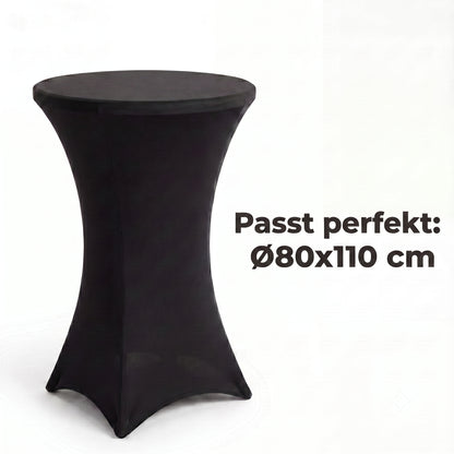 IvoQ Luxus-Stehtischhusse Schwarz - Stretch-Stehtischhusse - Ø 80x110 cm - Extra dick (180 g/m²) - Knitterfrei & Waschbar