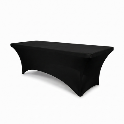 IvoQ Luxus Stretch-Tischtuch Schwarz - 183 x 76 x 76 cm - Für Klapptisch, Buffettisch & Partytisch - Rechteckig - Knitterfrei