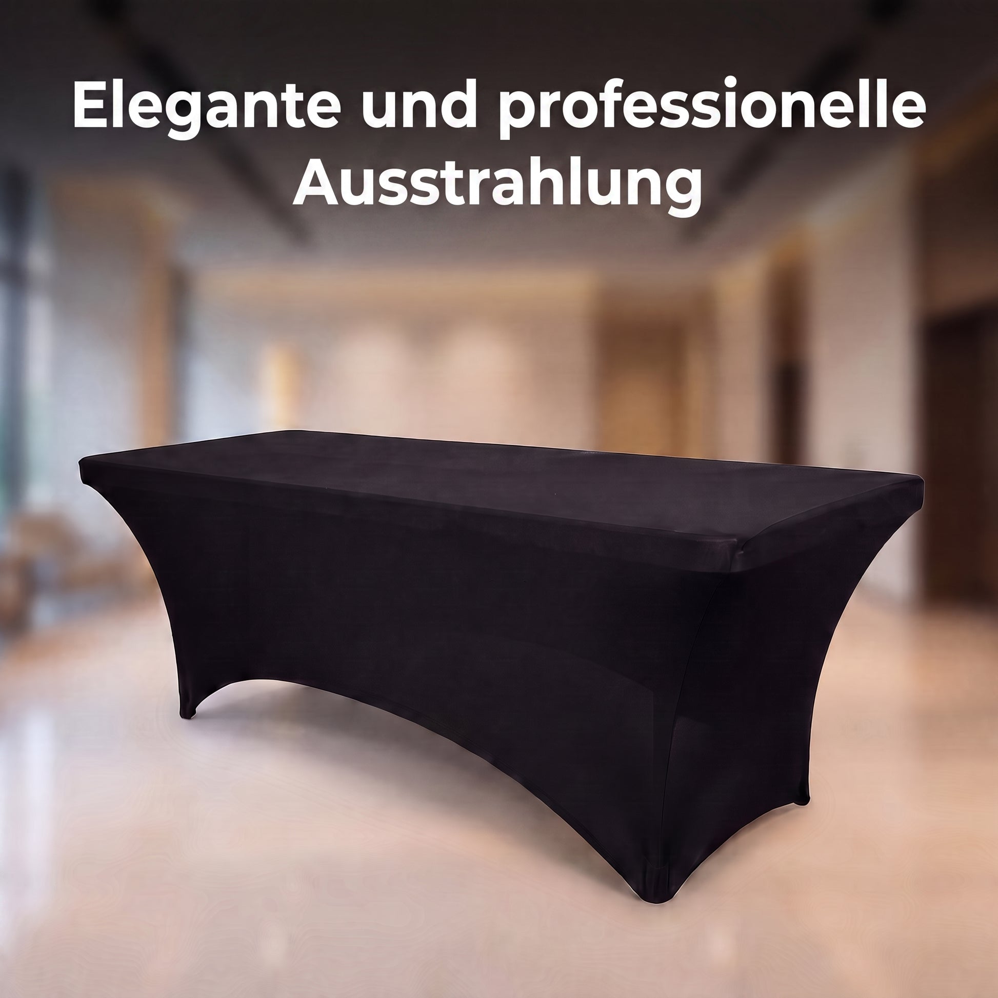 IvoQ Luxus Stretch-Tischtuch Schwarz - 183 x 76 x 76 cm - Für Klapptisch, Buffettisch & Partytisch - Rechteckig - Knitterfrei
