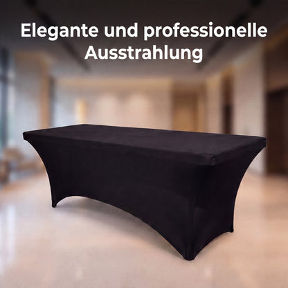 IvoQ Luxus Stretch-Tischtuch Schwarz - 183 x 76 x 76 cm - Für Klapptisch, Buffettisch & Partytisch - Rechteckig - Knitterfrei
