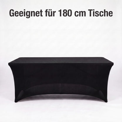 IvoQ Luxus Stretch-Tischtuch Schwarz - 183 x 76 x 76 cm - Für Klapptisch, Buffettisch & Partytisch - Rechteckig - Knitterfrei