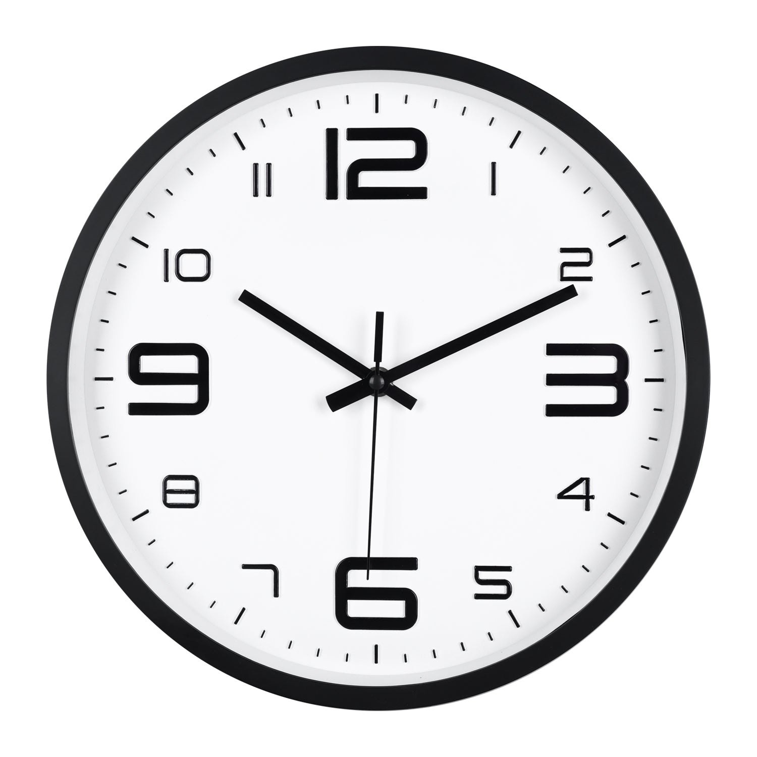 IvoQ 3D Wanduhr Modern - Leises Uhrwerk - Gut lesbar - Analoge Wanduhr - Schwarz/Weiß - 30 cm