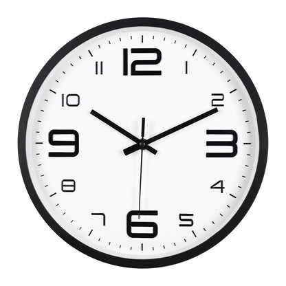 IvoQ 3D Wanduhr Modern - Leises Uhrwerk - Gut lesbar - Analoge Wanduhr - Schwarz/Weiß - 30 cm