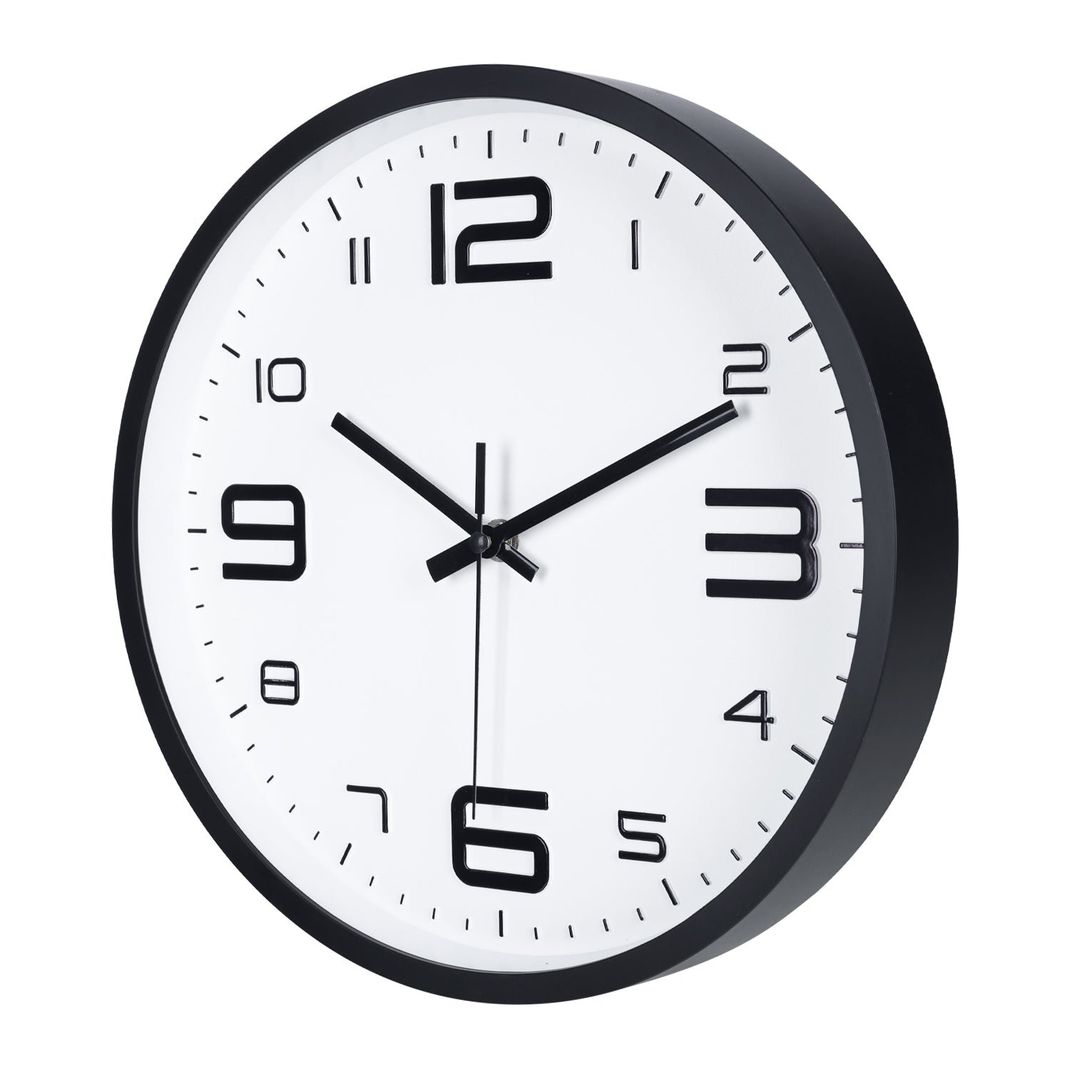 IvoQ 3D Wanduhr Modern - Leises Uhrwerk - Gut lesbar - Analoge Wanduhr - Schwarz/Weiß - 30 cm