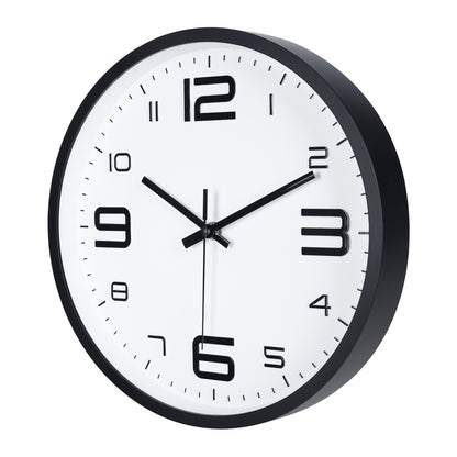 IvoQ 3D Wanduhr Modern - Leises Uhrwerk - Gut lesbar - Analoge Wanduhr - Schwarz/Weiß - 30 cm