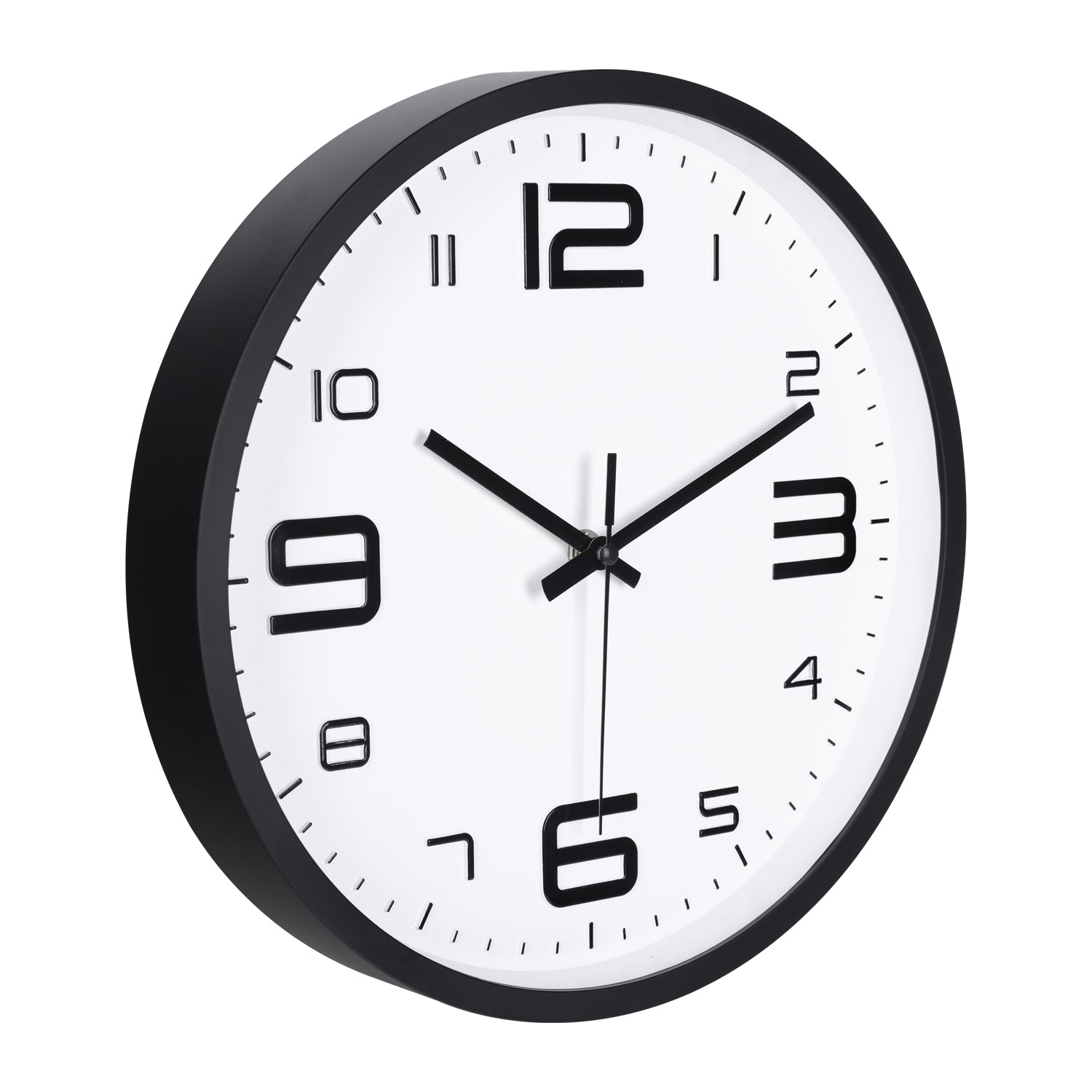 IvoQ 3D Wanduhr Modern - Leises Uhrwerk - Gut lesbar - Analoge Wanduhr - Schwarz/Weiß - 30 cm