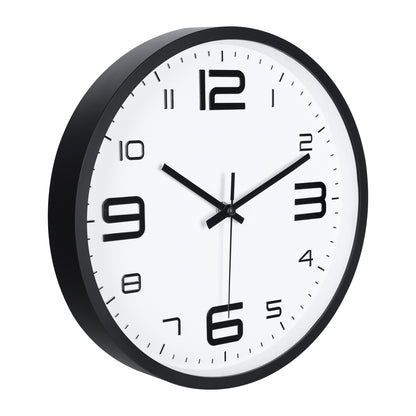 IvoQ 3D Wanduhr Modern - Leises Uhrwerk - Gut lesbar - Analoge Wanduhr - Schwarz/Weiß - 30 cm