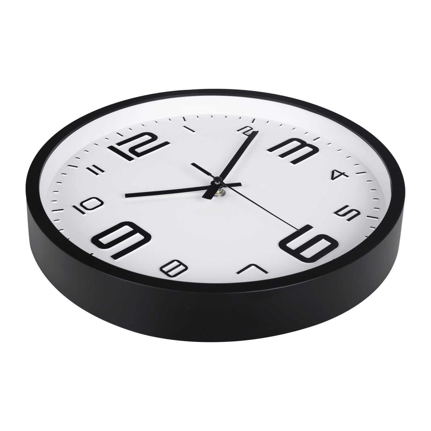 IvoQ 3D Wanduhr Modern - Leises Uhrwerk - Gut lesbar - Analoge Wanduhr - Schwarz/Weiß - 30 cm