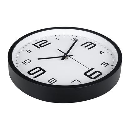 IvoQ 3D Wanduhr Modern - Leises Uhrwerk - Gut lesbar - Analoge Wanduhr - Schwarz/Weiß - 30 cm