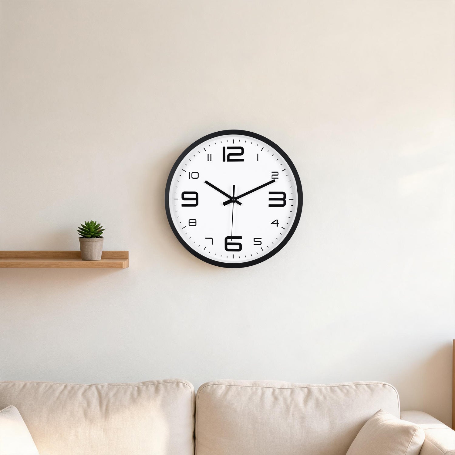 IvoQ 3D Wanduhr Modern - Leises Uhrwerk - Gut lesbar - Analoge Wanduhr - Schwarz/Weiß - 30 cm