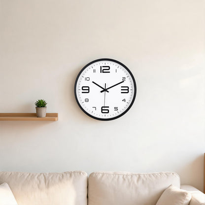 IvoQ 3D Wanduhr Modern - Leises Uhrwerk - Gut lesbar - Analoge Wanduhr - Schwarz/Weiß - 30 cm