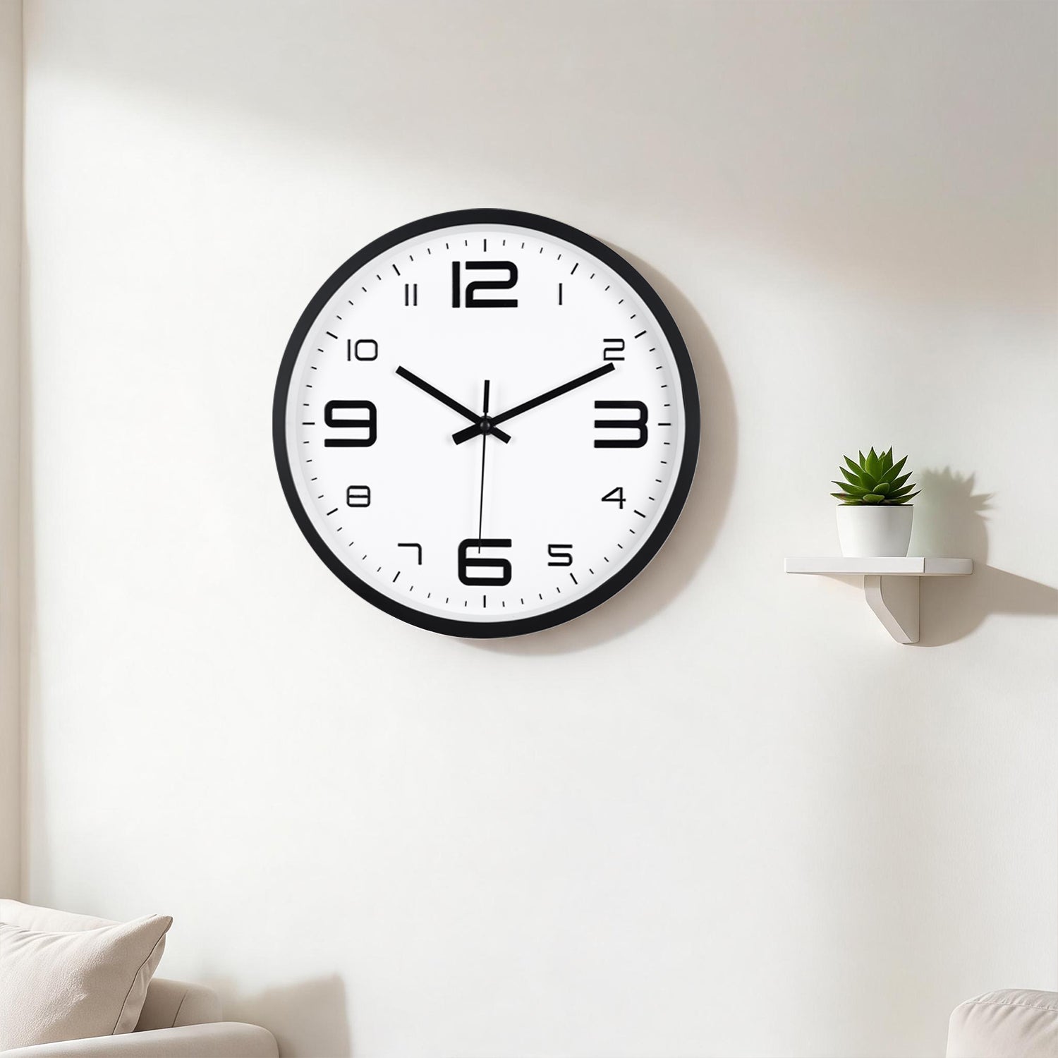 IvoQ 3D Wanduhr Modern - Leises Uhrwerk - Gut lesbar - Analoge Wanduhr - Schwarz/Weiß - 30 cm