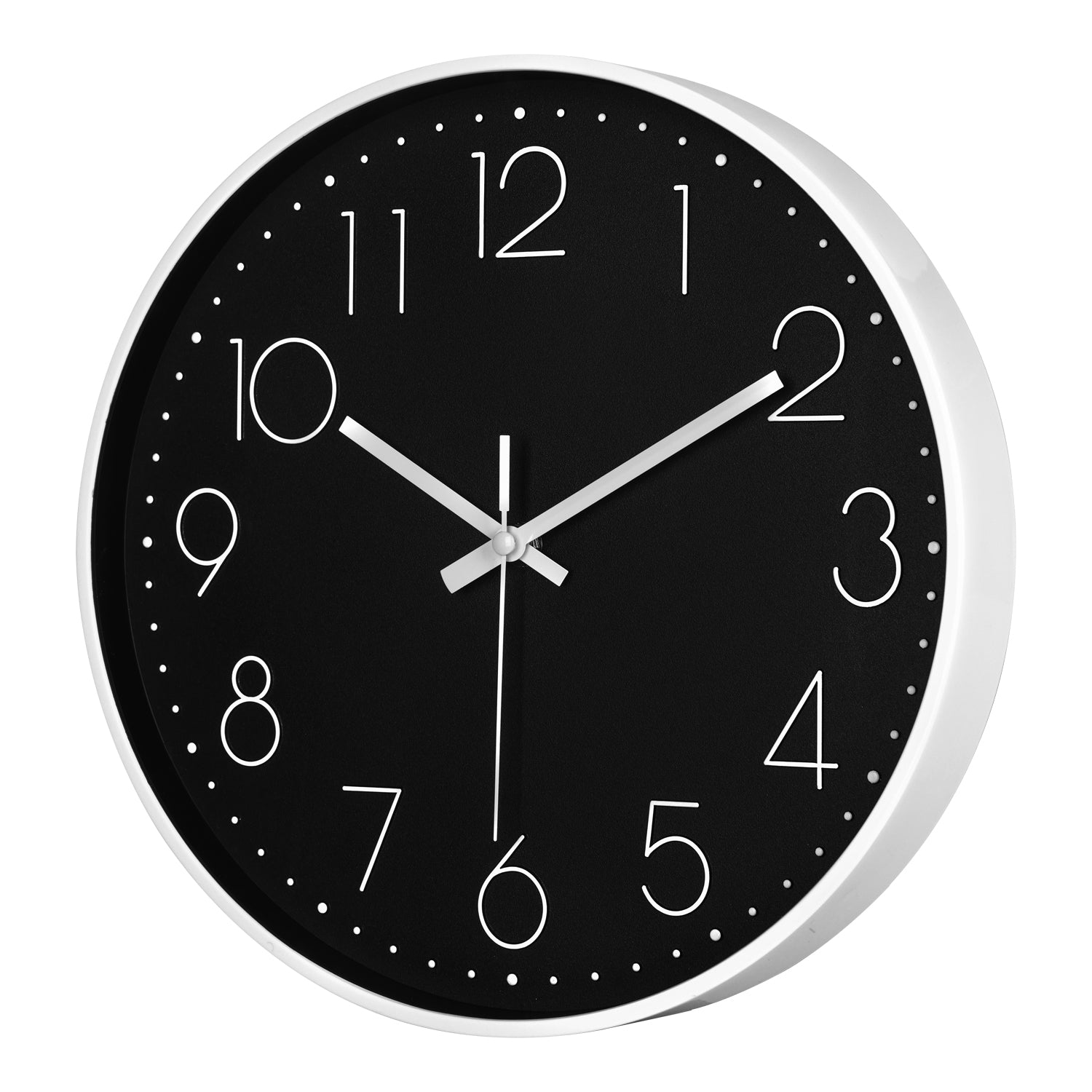 IvoQ Moderne Wanduhr - 30 cm - Schwarz/Weiß - Gut lesbar - 3D-Ziffern - Wanduhr