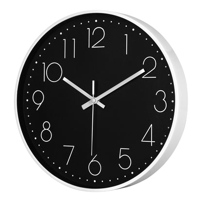 IvoQ Moderne Wanduhr - 30 cm - Schwarz/Weiß - Gut lesbar - 3D-Ziffern - Wanduhr