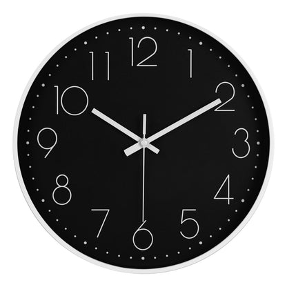 IvoQ Moderne Wanduhr - 30 cm - Schwarz/Weiß - Gut lesbar - 3D-Ziffern - Wanduhr