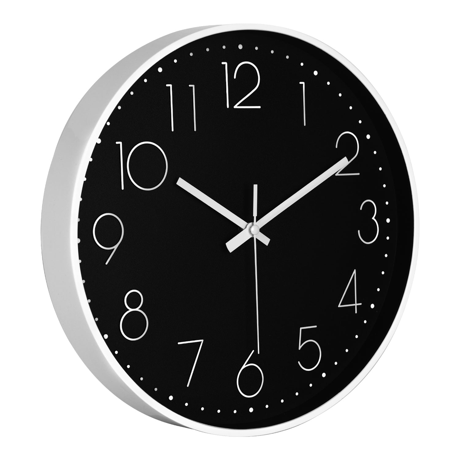 IvoQ Moderne Wanduhr - 30 cm - Schwarz/Weiß - Gut lesbar - 3D-Ziffern - Wanduhr
