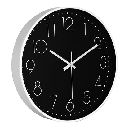 IvoQ Moderne Wanduhr - 30 cm - Schwarz/Weiß - Gut lesbar - 3D-Ziffern - Wanduhr