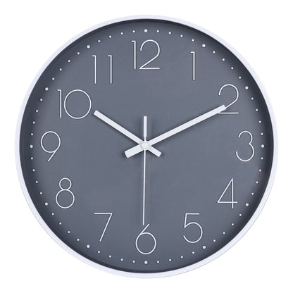 IvoQ Moderne Wanduhr - Leises Uhrwerk - Gut lesbares 3D-Design - Ø 30 cm - Weiß/Grau