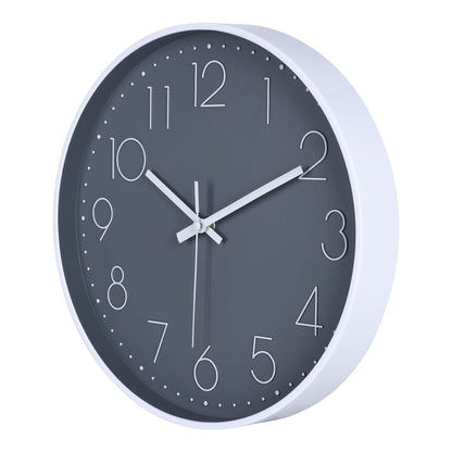 IvoQ Moderne Wanduhr - Leises Uhrwerk - Gut lesbares 3D-Design - Ø 30 cm - Weiß/Grau